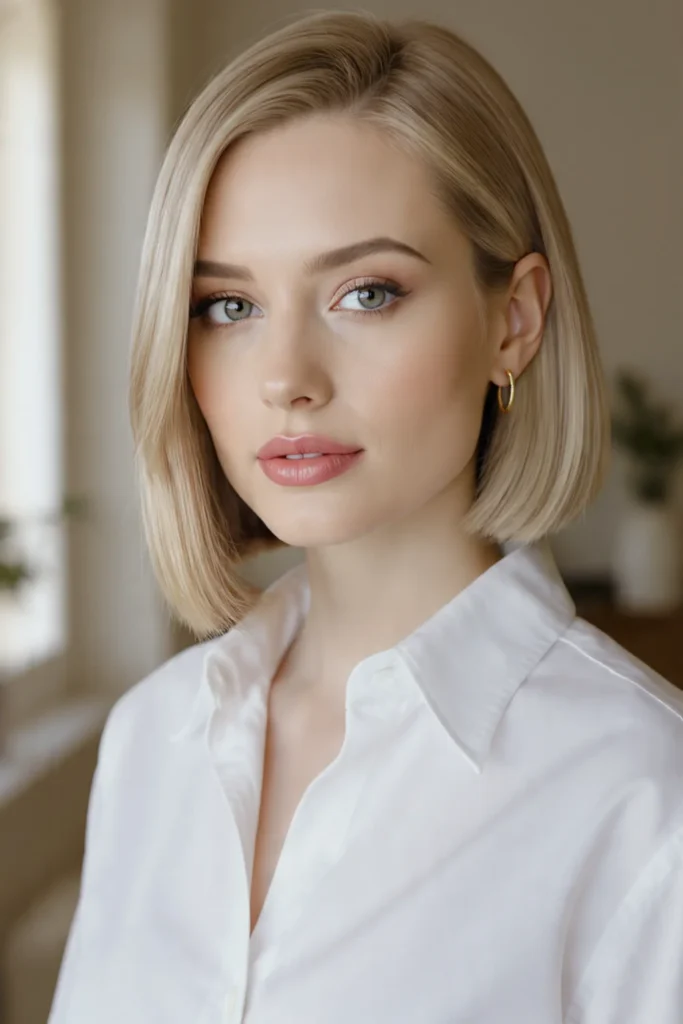 Blunt collarbone cut medium length for women