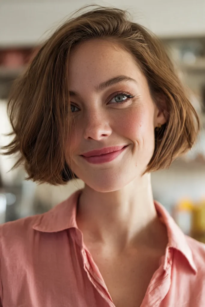 Layered bob with flipped ends medium hairstyle for women