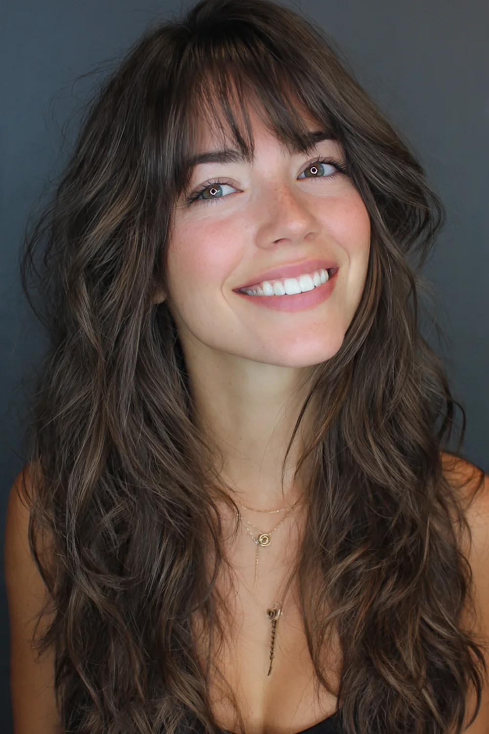 Shaggy layered medium hairstyle for women