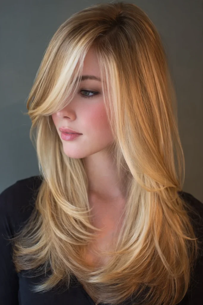 Side swept layers medium hairstyle for women