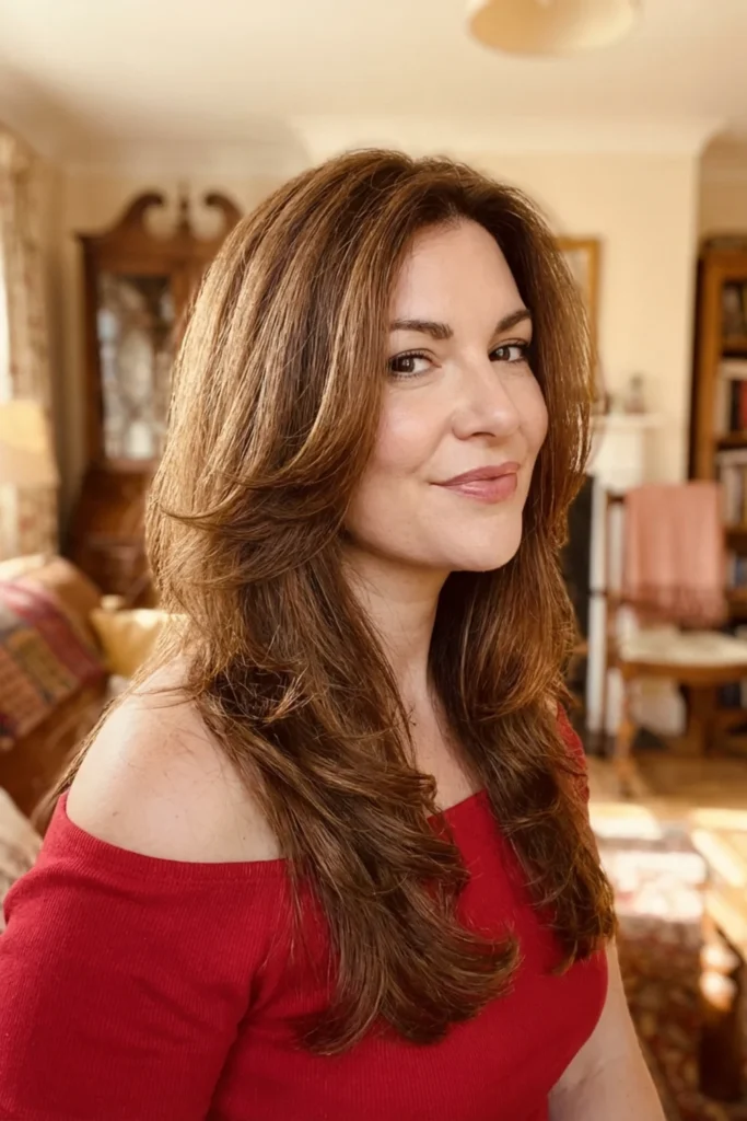 Voluminous blow-dry layers medium hairstyle for women