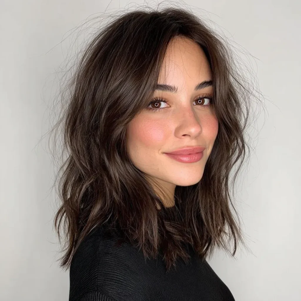 Long bob lob with invisible layers for fine hair for women