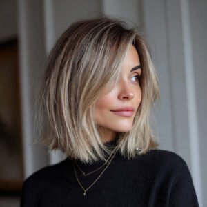 blunt-shoulder-length-haircut-clean-polished-thick-hair-look
