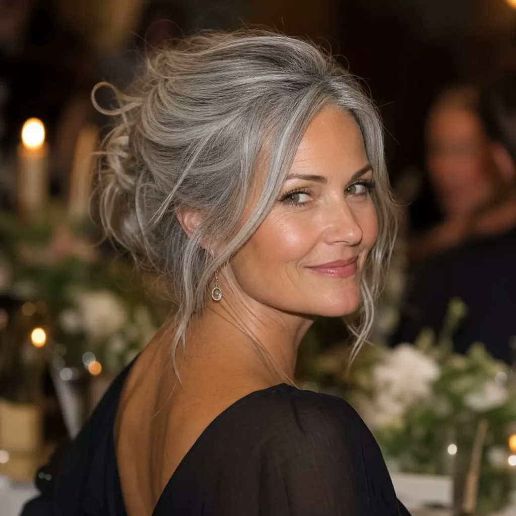 14 LONG GRAY HAIR IN AN UPDO