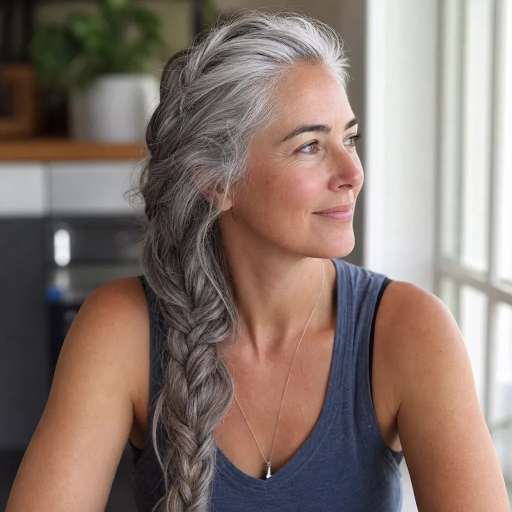 15 LONG GRAY HAIR WITH BRAIDS
