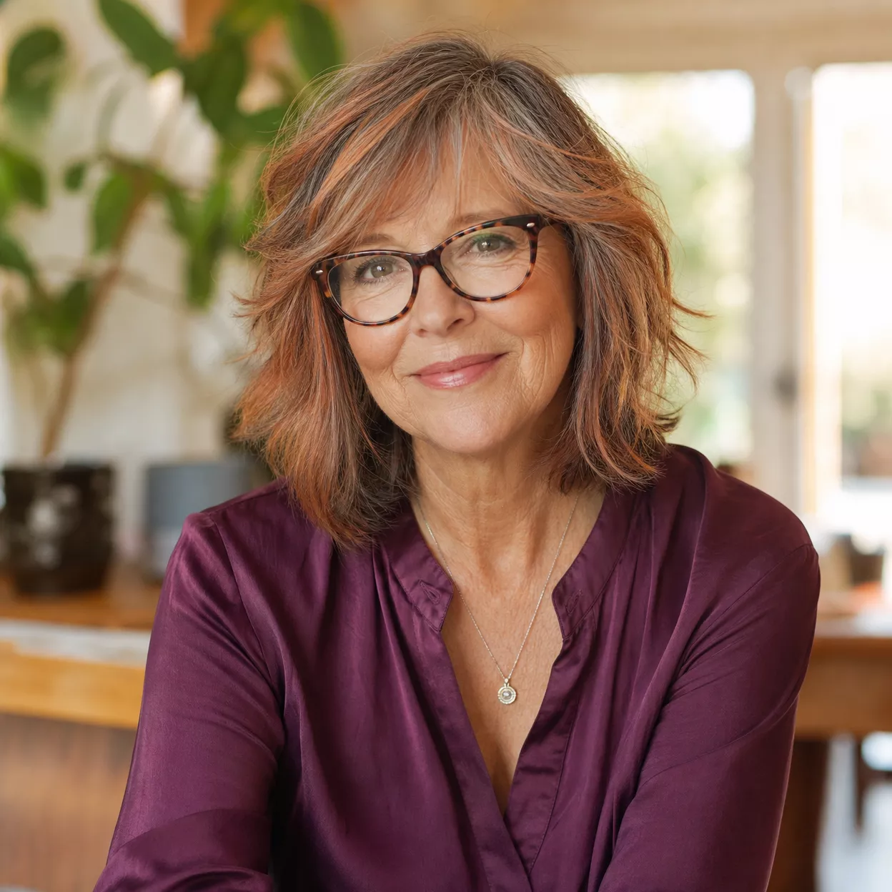21 Medium Shaggy Hairstyles for Women Over 60 with Glasses
