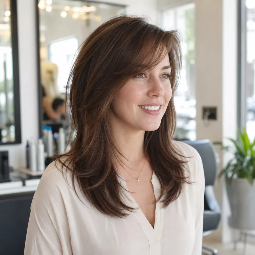 23 Layered Haircut With Side Swept Bangs