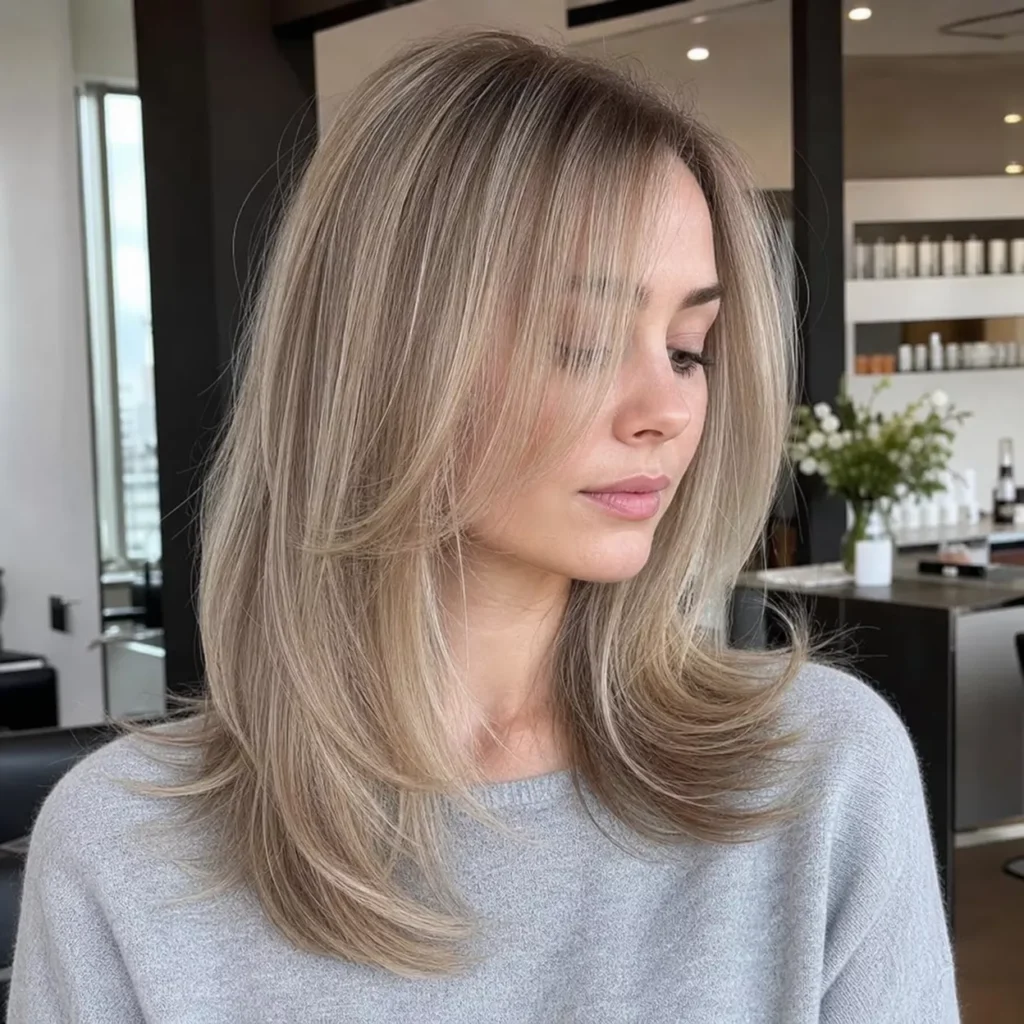 26 Layered Cut With Ash Blonde Color