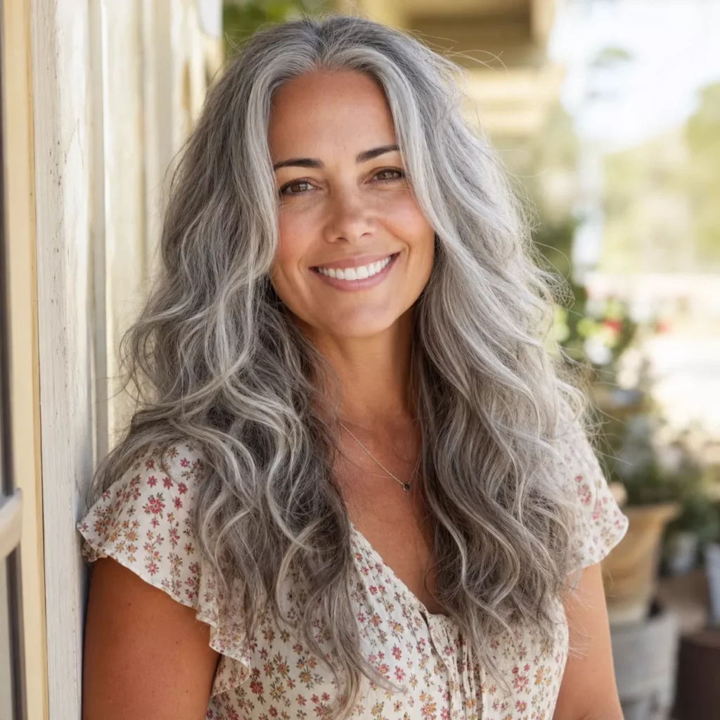 2 LONG GRAY LAYERS WITH BEACH WAVES