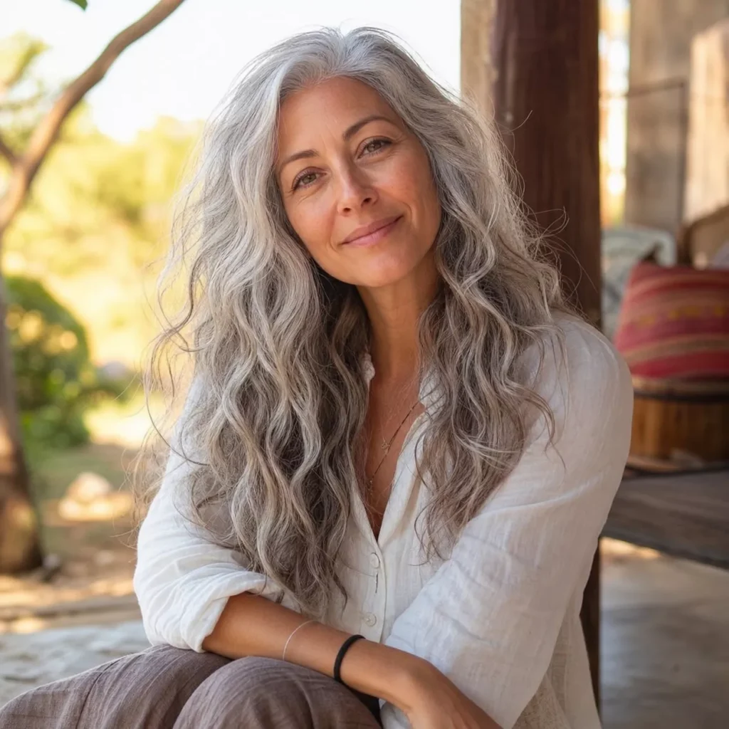 5 LONG WAVY GRAY HAIR