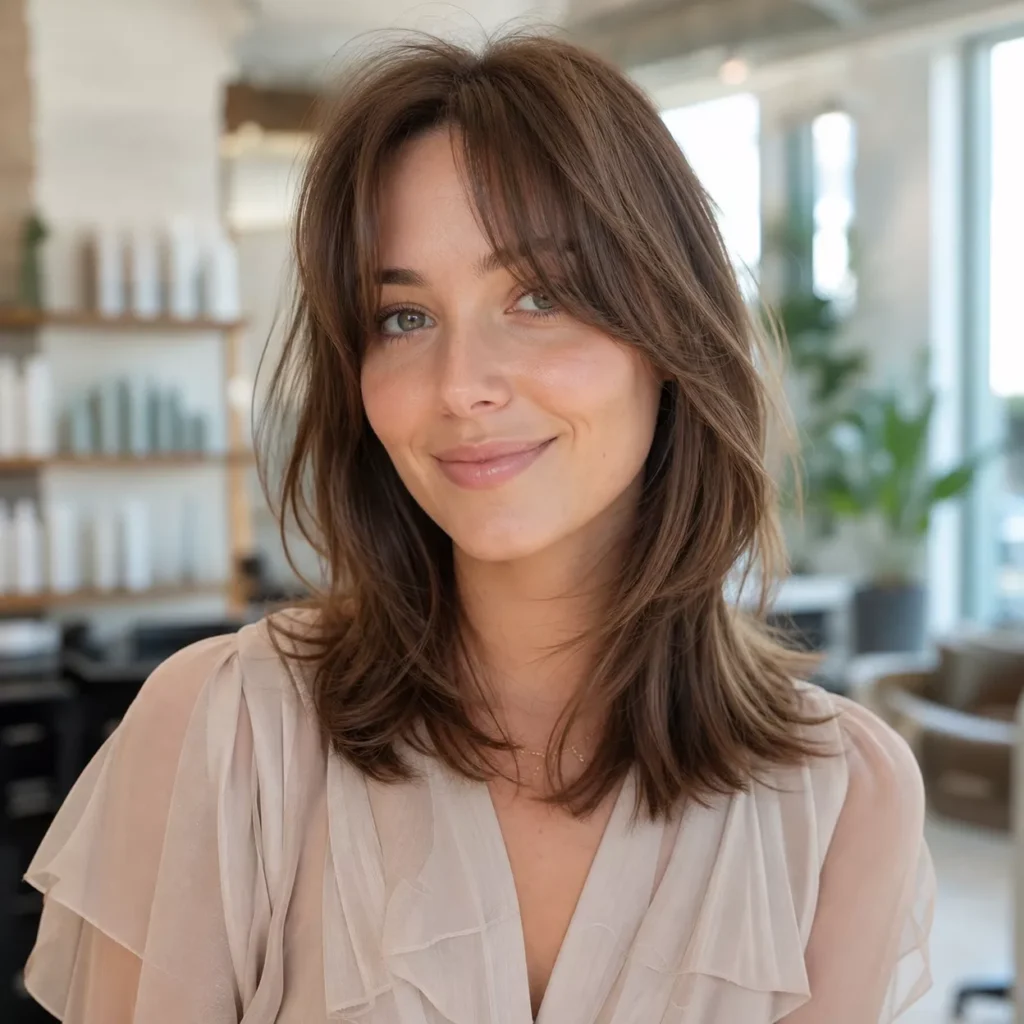 6 Layered Cut With Curtain Bangs