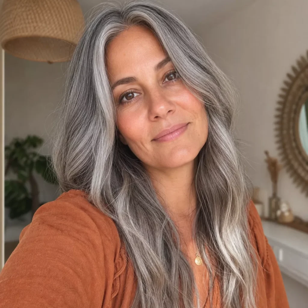 8 LONG GRAY HAIR WITH BALAYAGE
