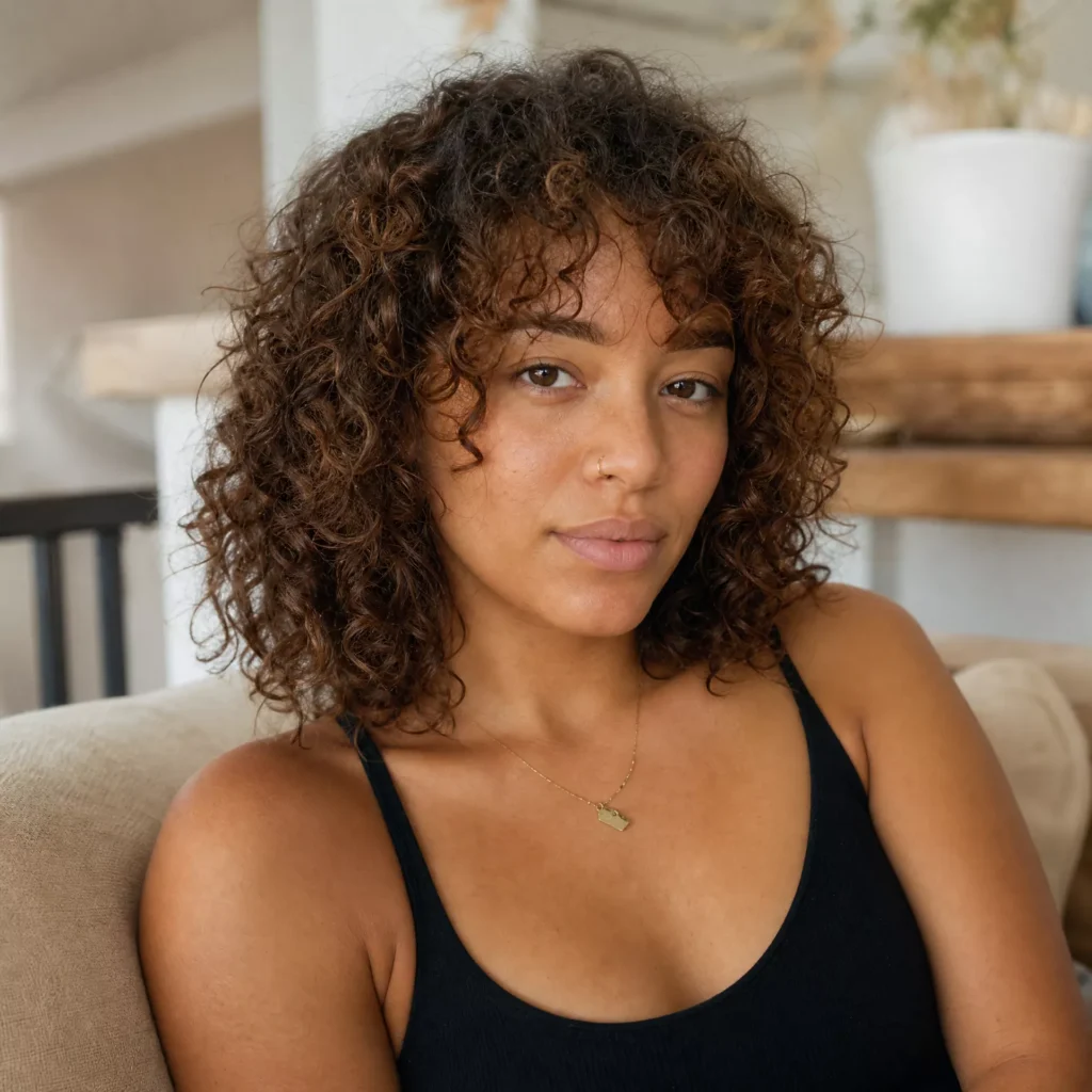 11 Choppy Shoulder Cut with Natural Curls
