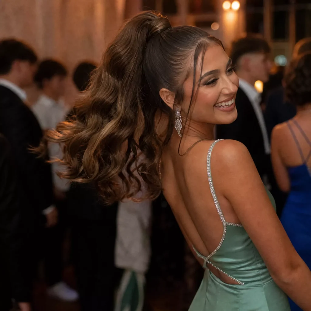 22 Prom Hairstyle Ideas That Look Gorgeous on the Big Night 11 High Ponytail With Curls