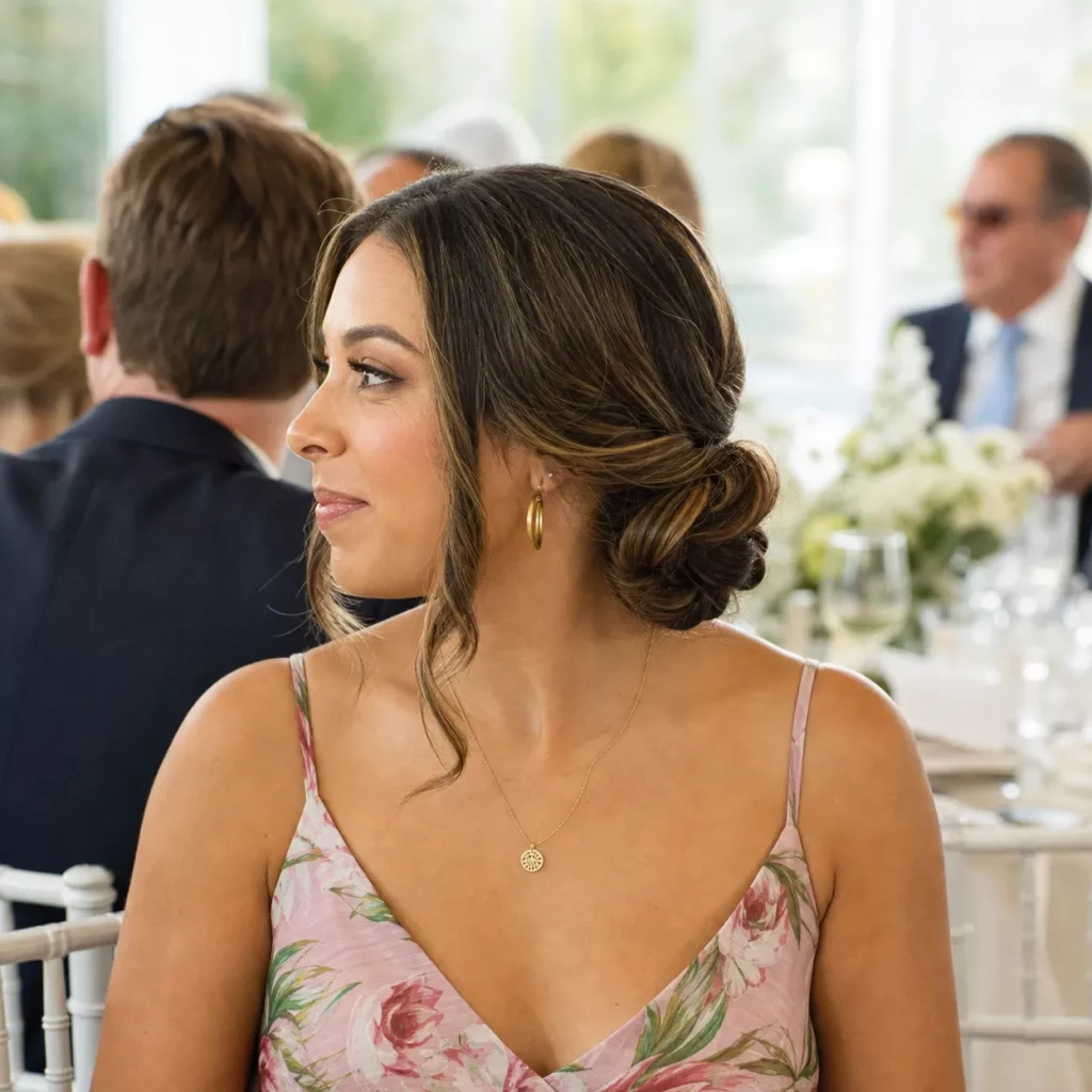 24 Wedding Guest Hairstyles for Shoulder Length Hair 11 TWISTED SIDE UPDO