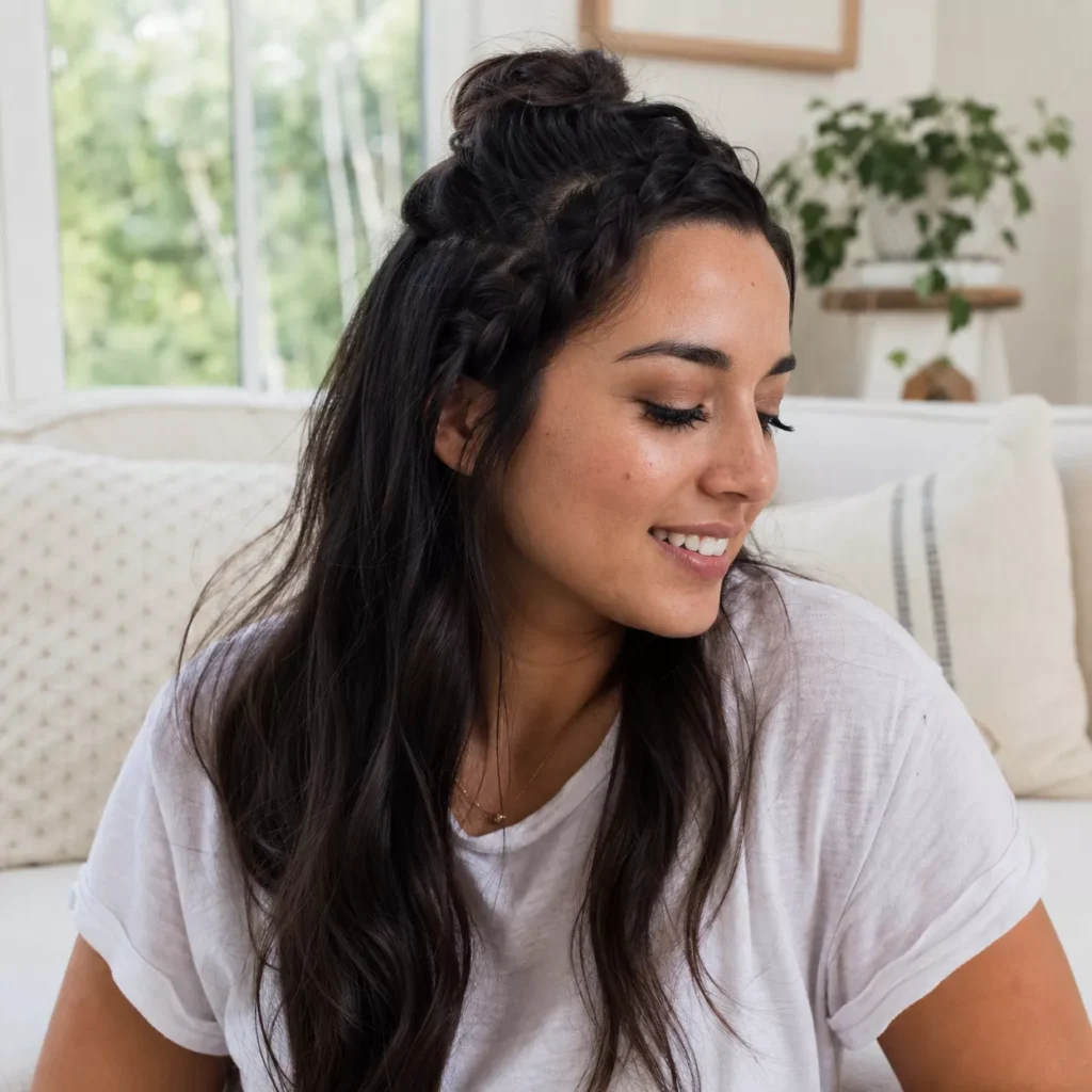 12 FRONT BRAID WITH HALFUP STYLE