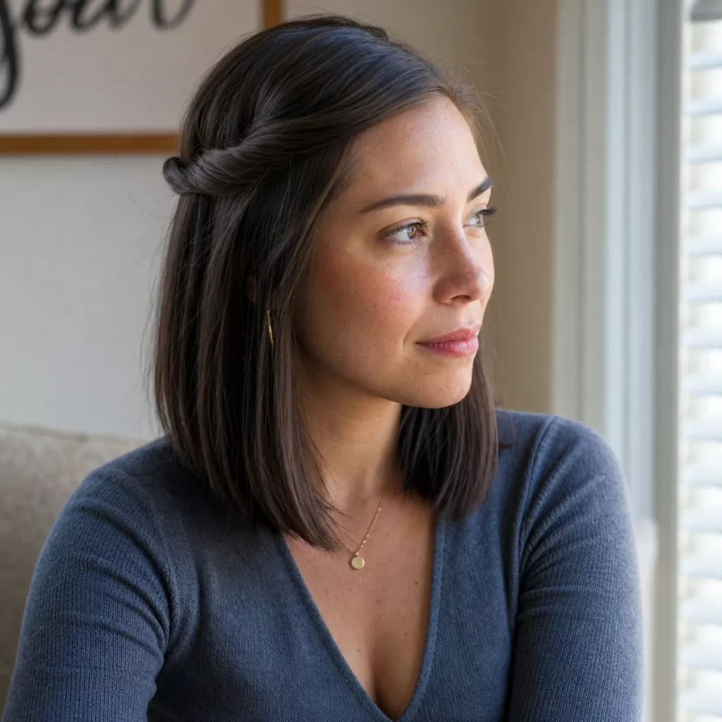 13 Twisted Half Up On Shoulder Length Hair