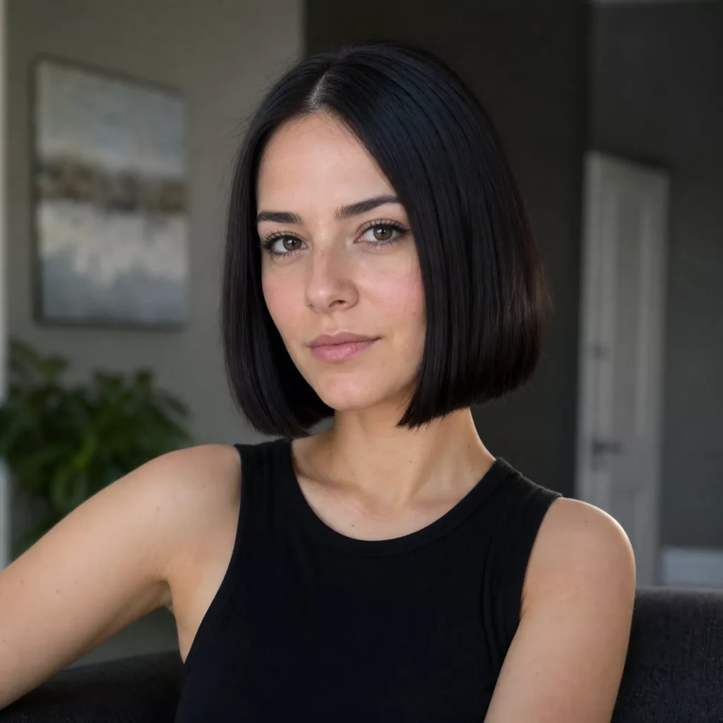 23 Short Hairstyles for Heart Face Shape Women 13 blunt chin bob