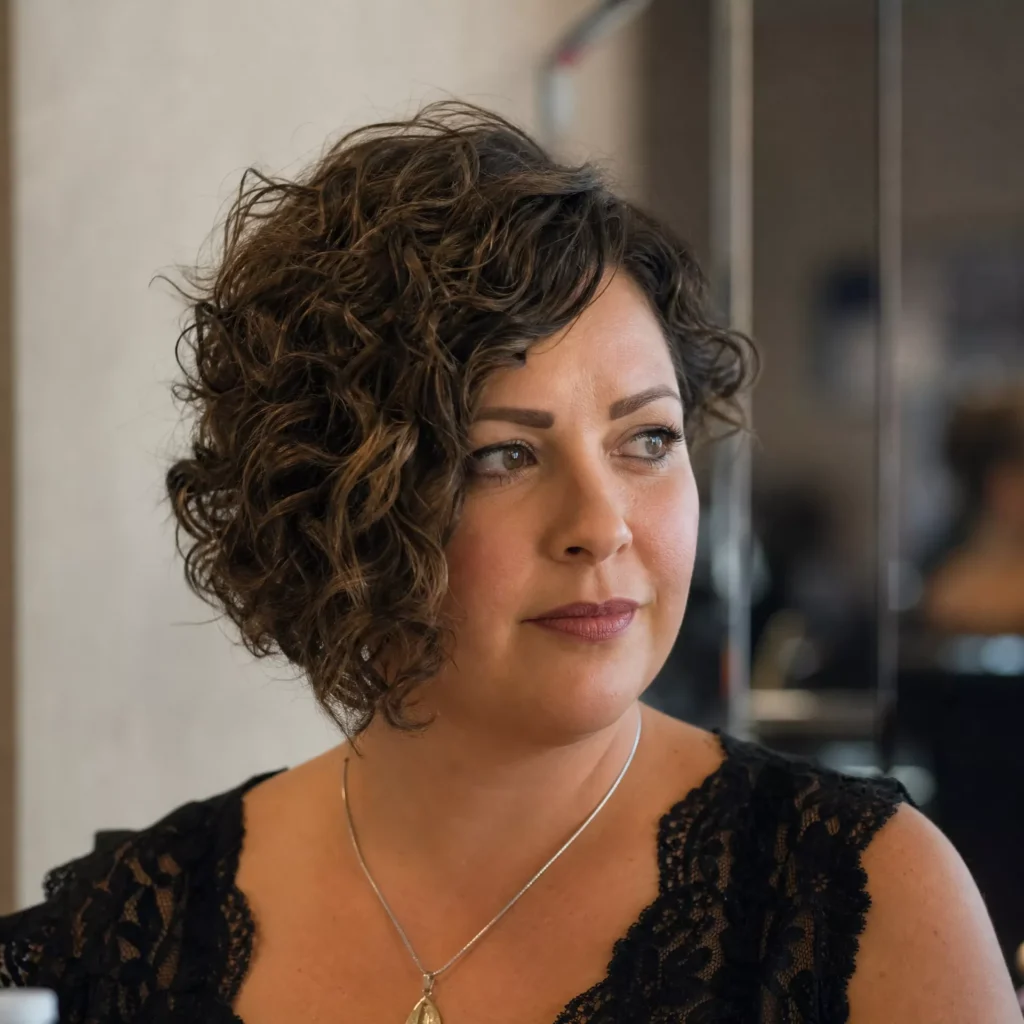 25 Curly Bob Hairstyles for Round Faces That Really Work 14 Asymmetrical Curly Bob