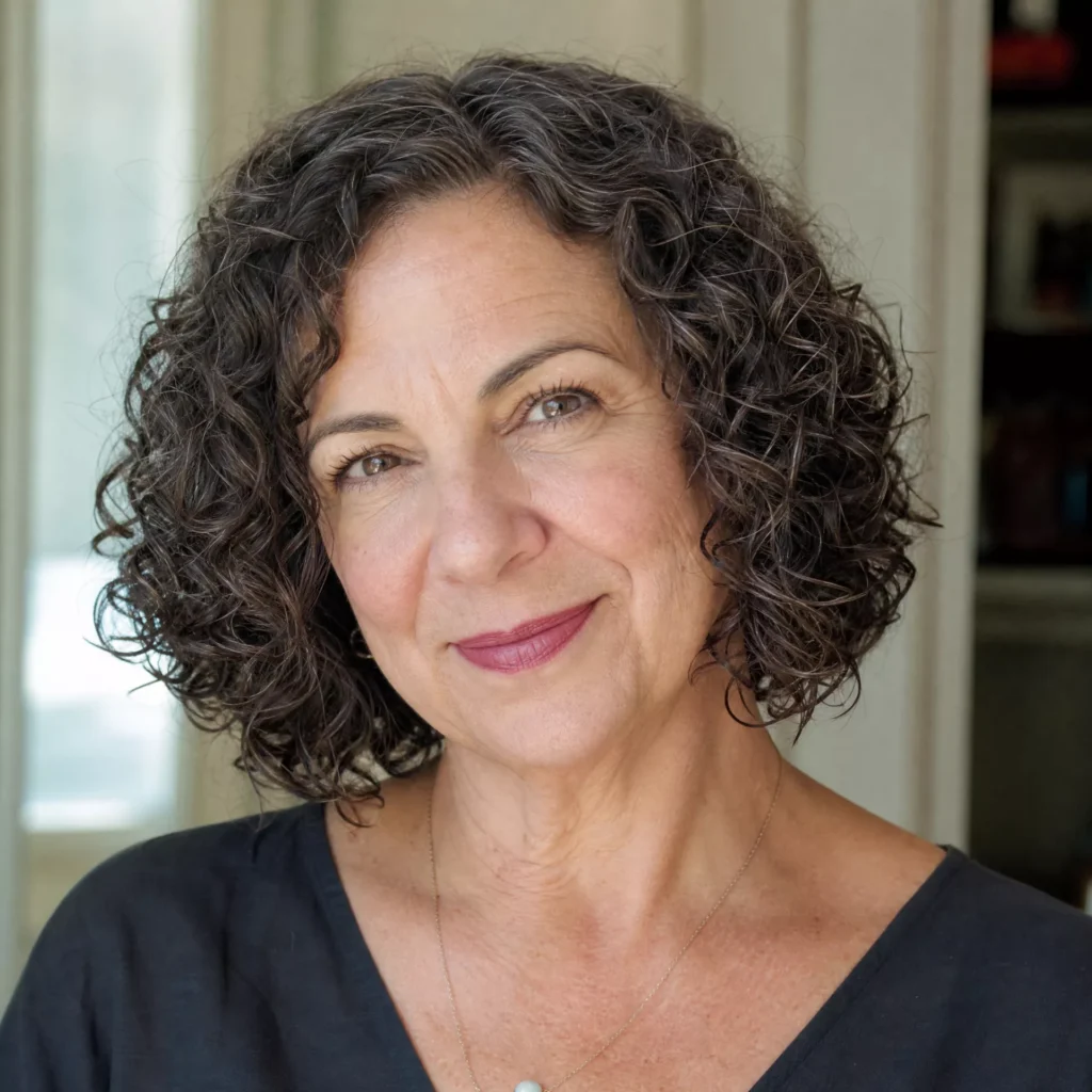 20 Curly Lob Hairstyles for Women Over 50 with Round Faces 15 Short Curly Lob above the Collarbone