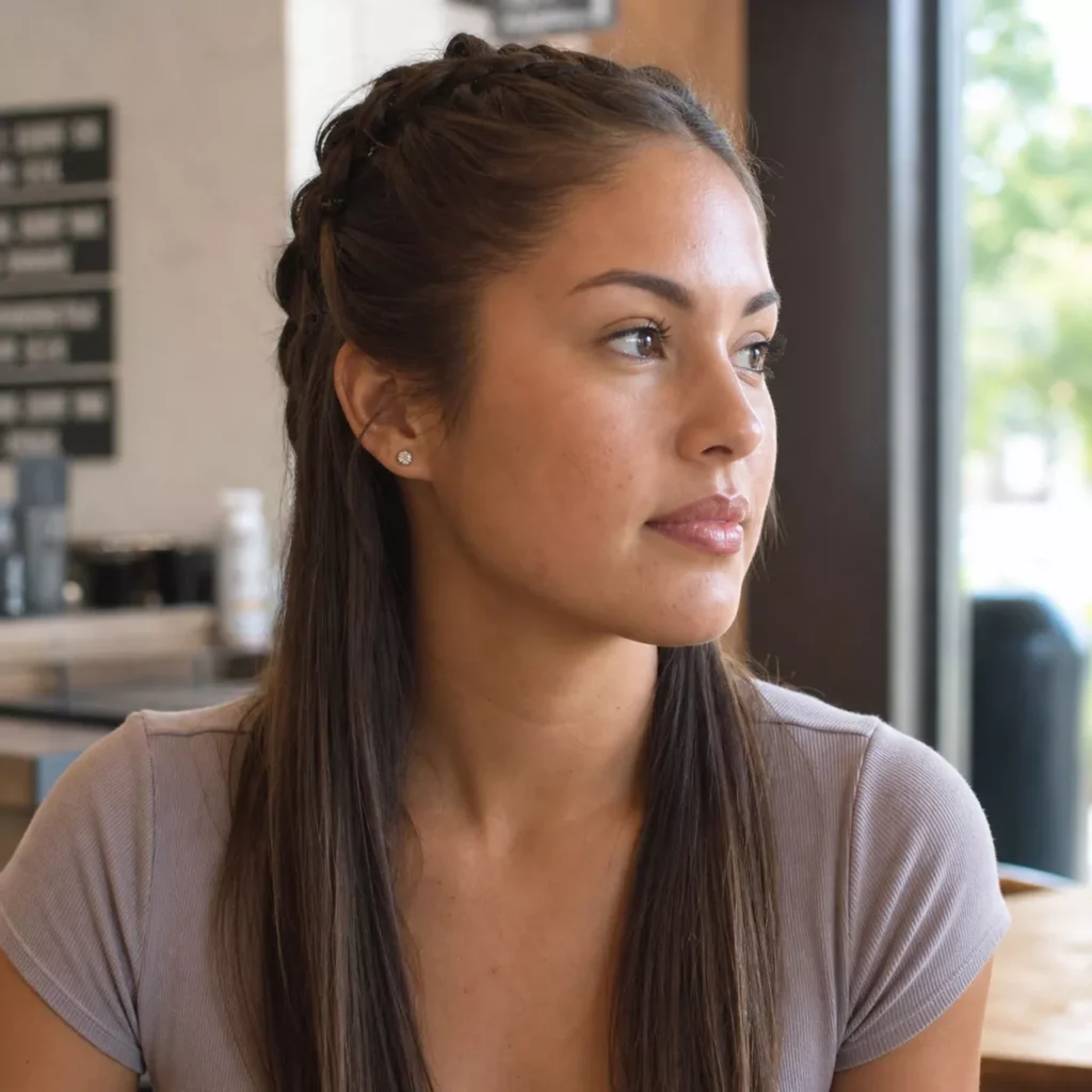 16 Braided Half Up Straight Hair