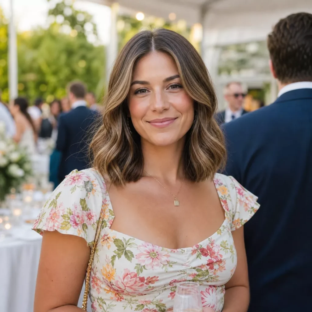 24 Wedding Guest Hairstyles for Shoulder Length Hair 17 SOFT WAVES WITH CENTER PART