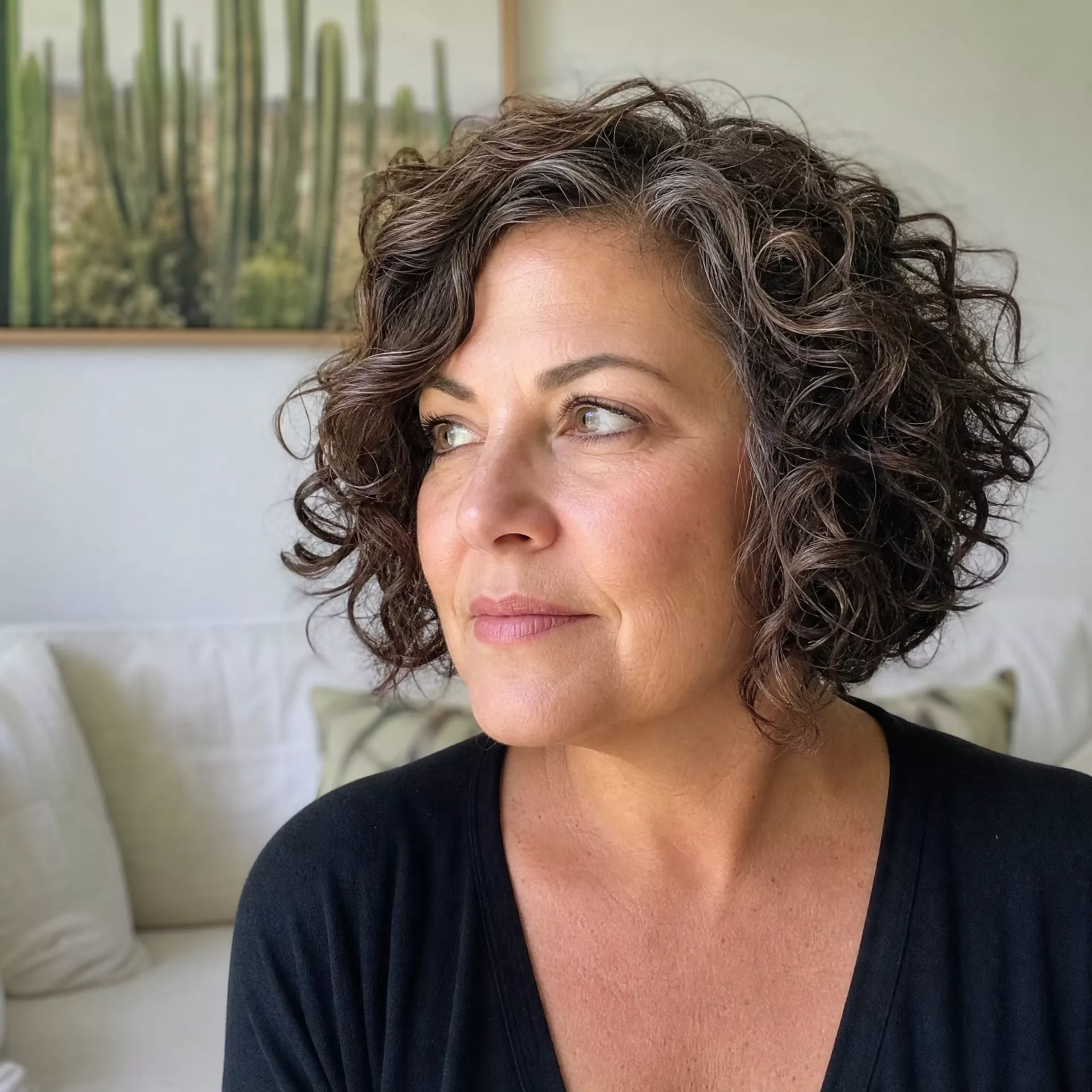 20 Curly Lob Hairstyles for Women Over 50 with Round Faces