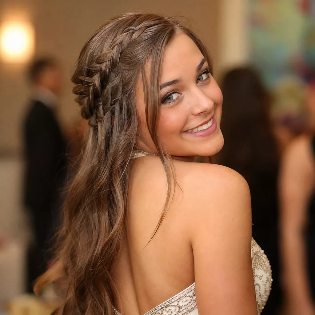 22 Prom Hairstyle Ideas That Look Gorgeous on the Big Night 18 Waterfall Braid