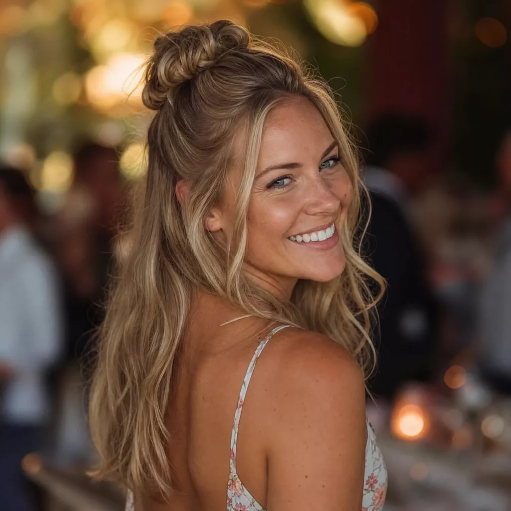 18 half up bun