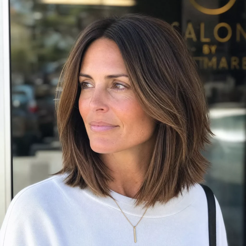 19 long bob with horizontal layers