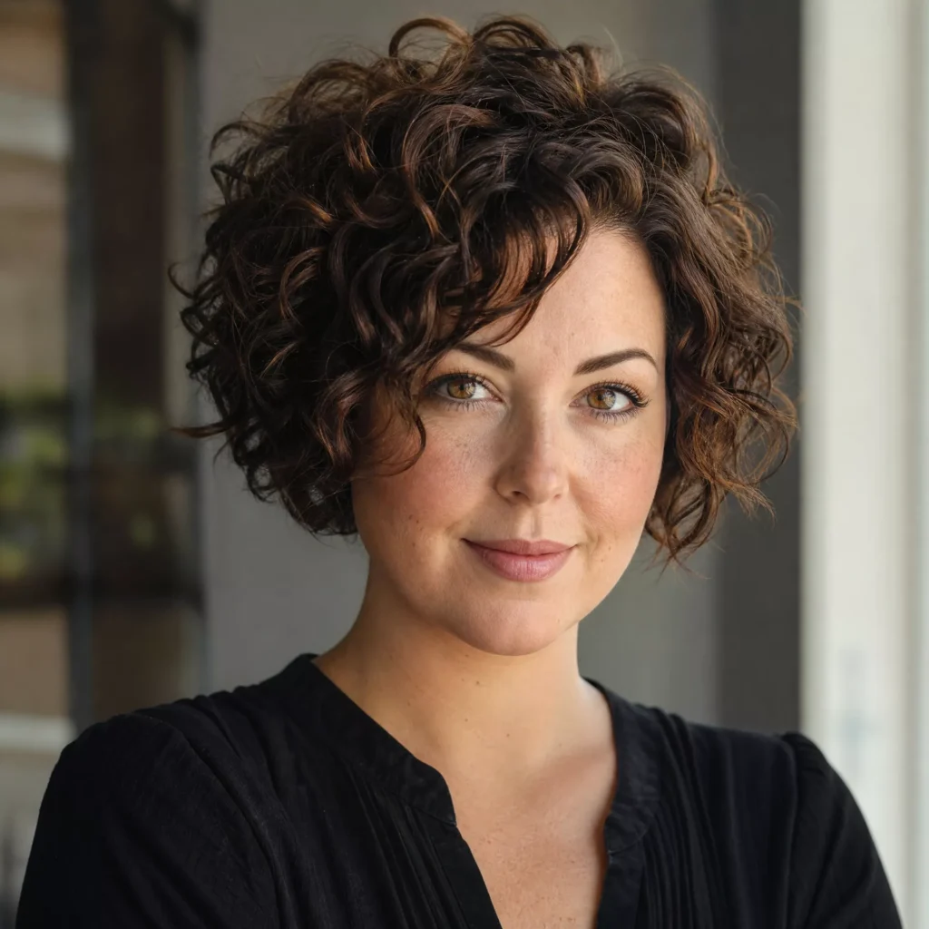 25 Curly Bob Hairstyles for Round Faces That Really Work 1 Crown Volume Curly Bob