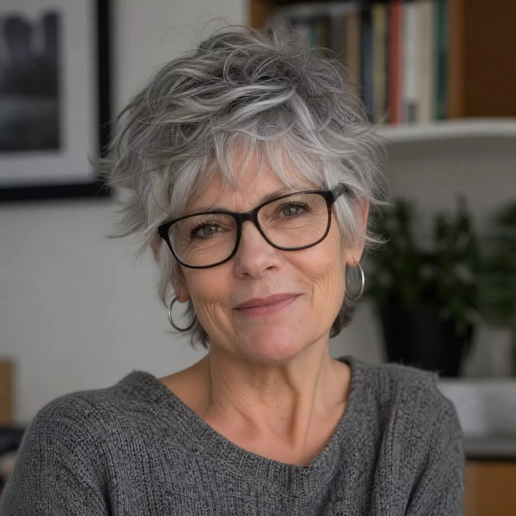 1 Messy Textured Grey Pixie