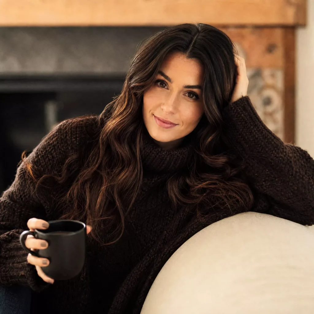 24 Winter Hairstyle Ideas Women Will Actually Love 1 Stylish American Woman Rich Deep Brown Hair