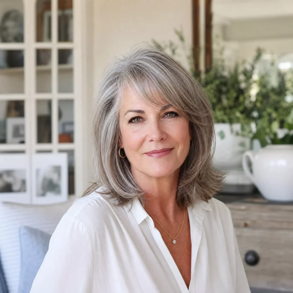 20 Collarbone Length Layered Cut For Women Over 60