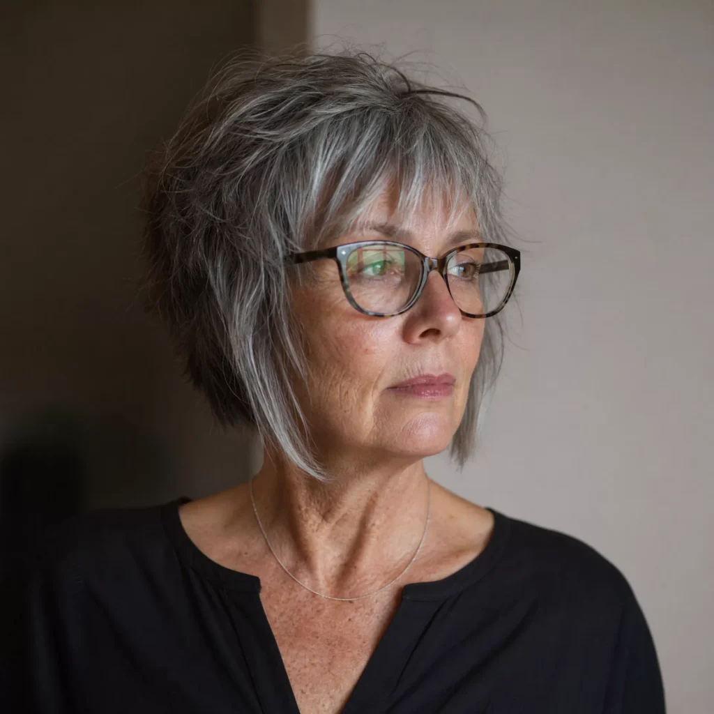 20 Messy Disconnected Grey Bob