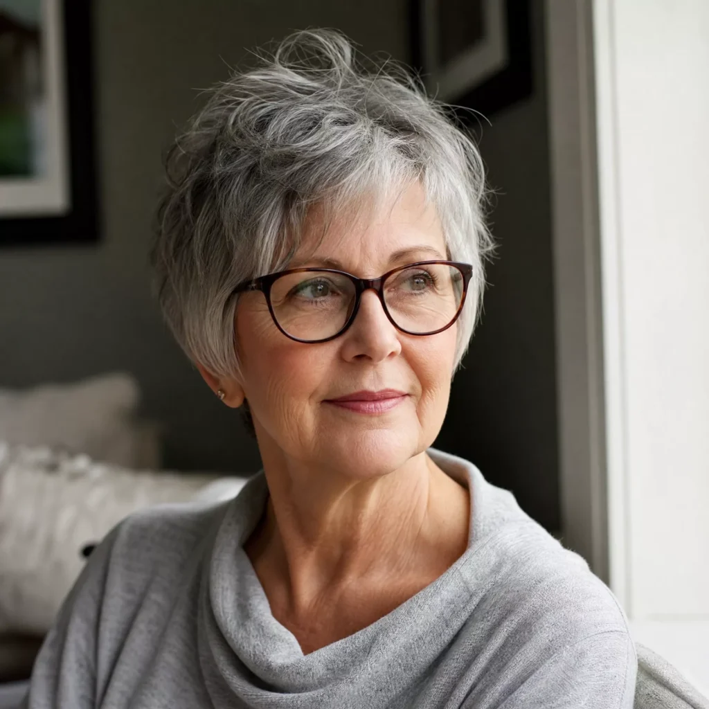 21 Soft Messy Grey Pixie