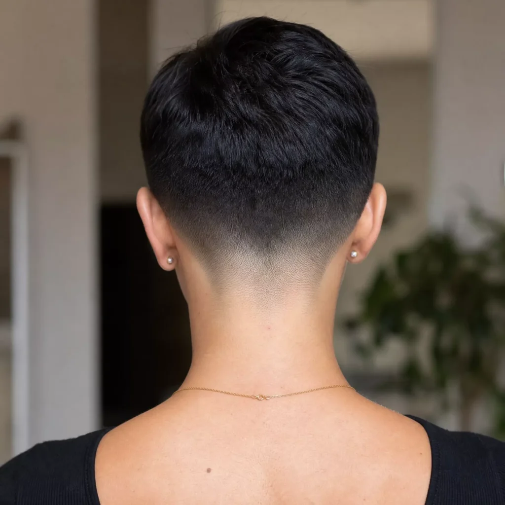 21 Tight Taper Fade Pixie Neckline