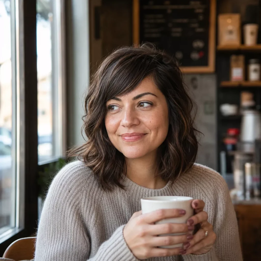 21 WAVY LOB WITH ANGLED BANGS
