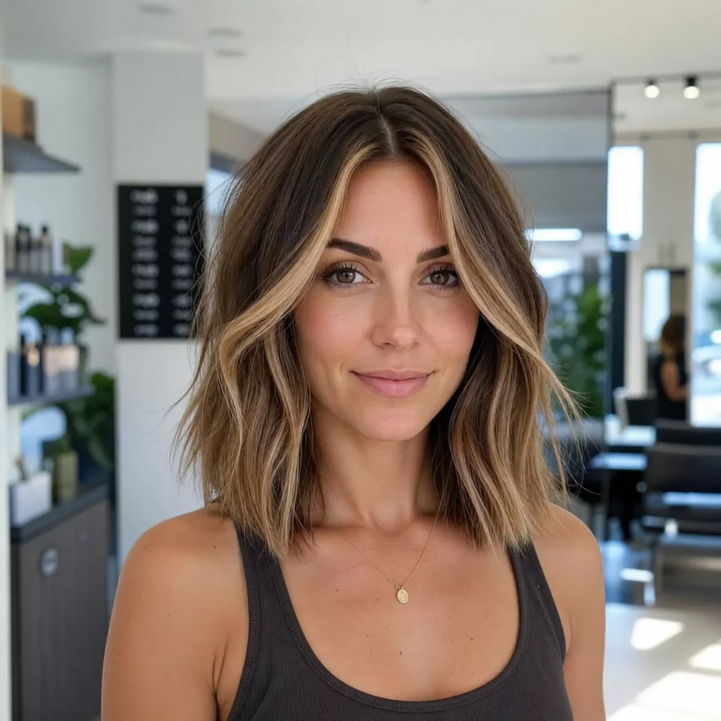 21 long bob with face framing color