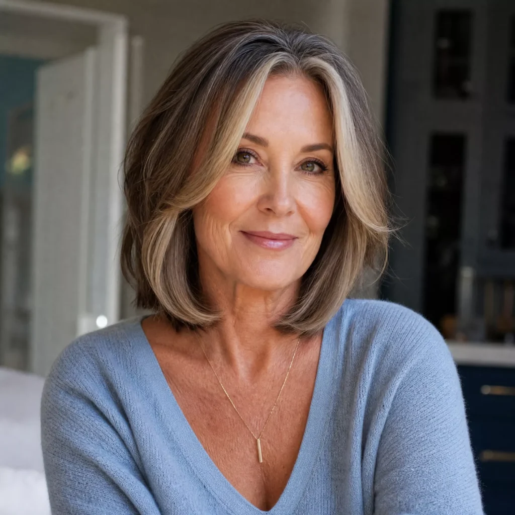 22 Lob With Face Framing Highlights For Women Over 60