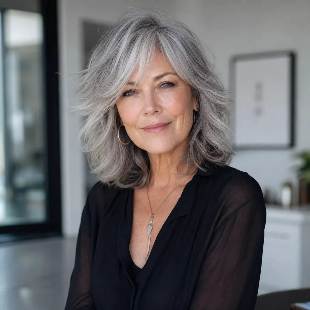 22 Mid Length Shag With Natural Gray