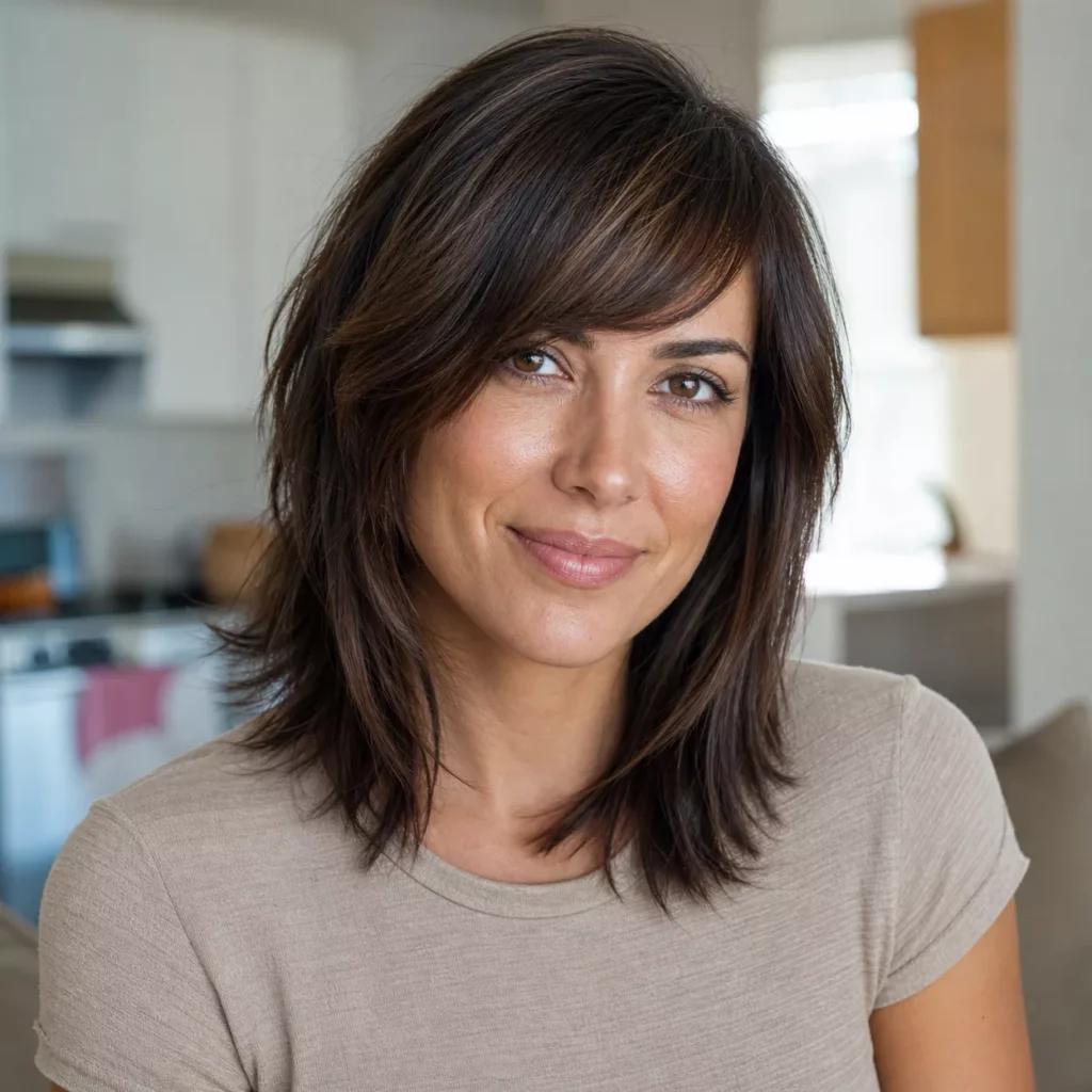 23 LAYERED MEDIUM CUT WITH ASYMMETRICAL BANGS