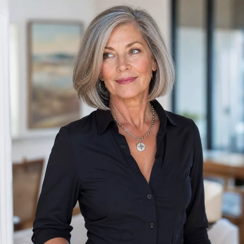 25 Gray Bob With Highlights For Women Over 60