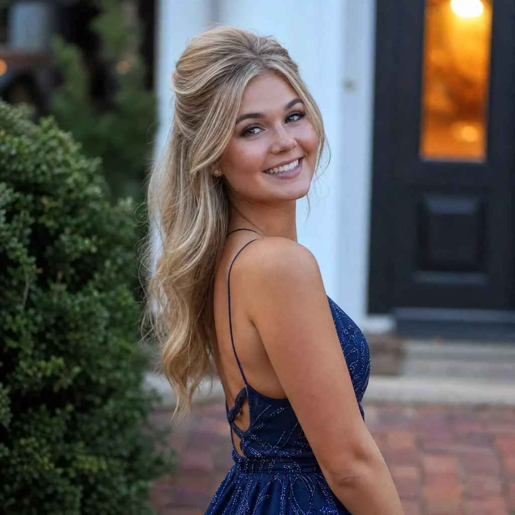 25 Homecoming Hairstyles That Are Actually Easy to Recreate 2 Half up with Crown Volume