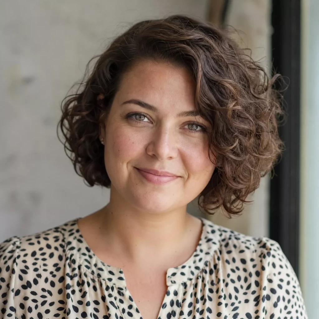 25 Curly Bob Hairstyles for Round Faces That Really Work 2 Side Parted Curly Bob