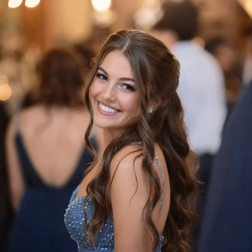 22 Prom Hairstyle Ideas That Look Gorgeous on the Big Night 2 Soft Curls Half Up