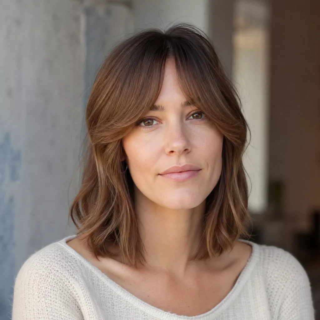 2 long bob with curtain bangs