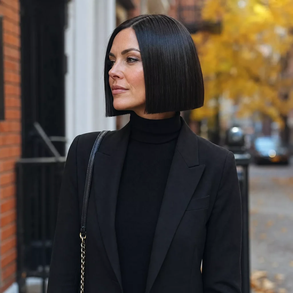 27 Best Haircuts for Fall That Women Are Requesting Now 3 BLUNT BOB WITH SHINE FINISH 1