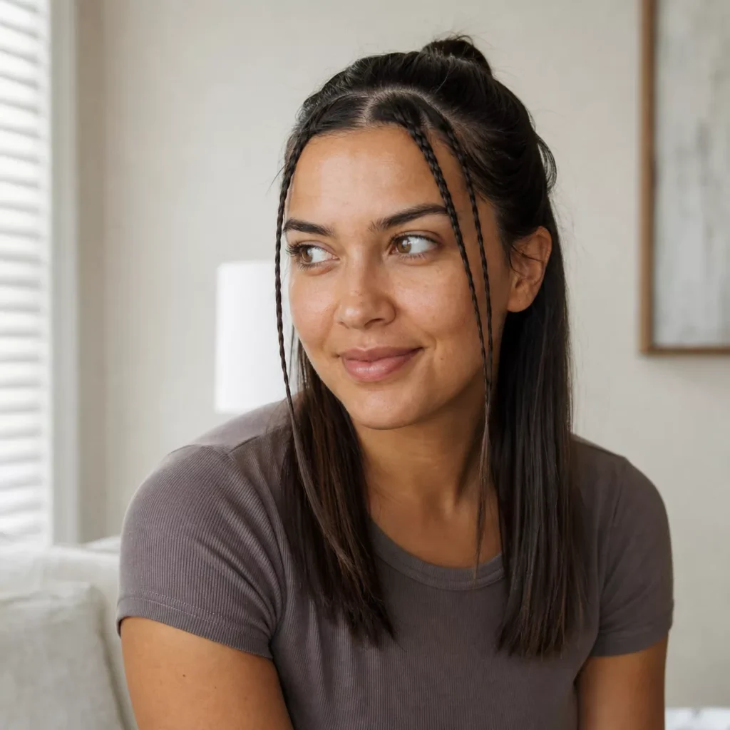 3 Half Up With Small Front Braids