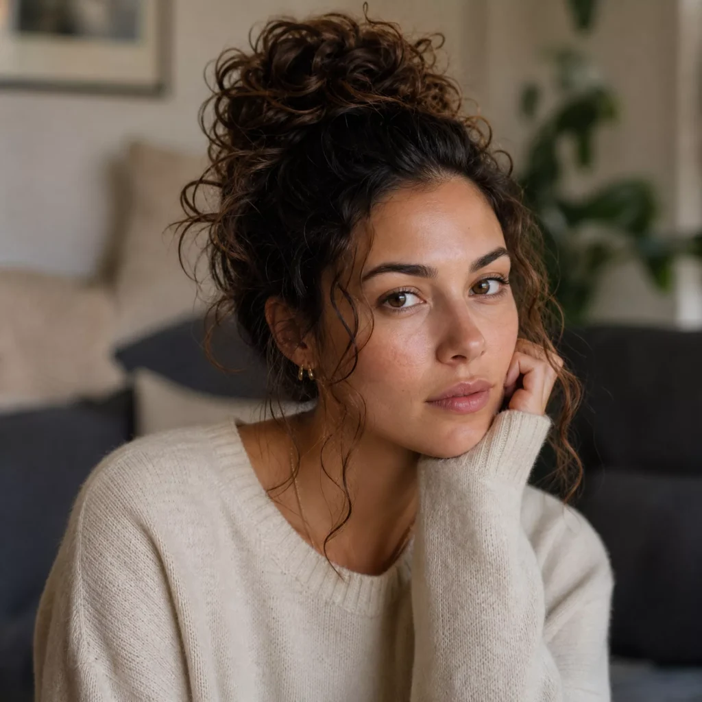 3 Loose Curly Bun